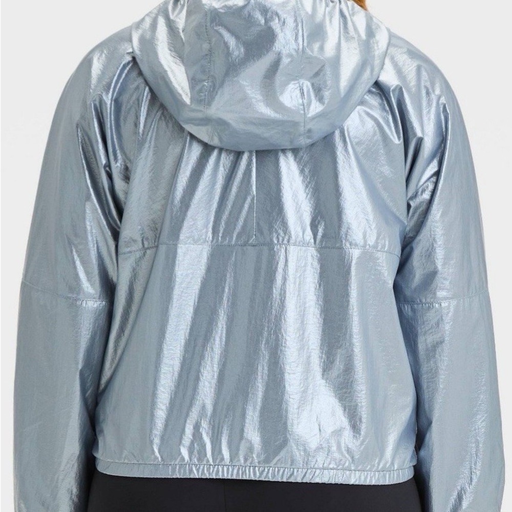 All In Motion Metallic Blue Holographic Windbreaker Jacket Girls XL 16 - Picture 2 of 16